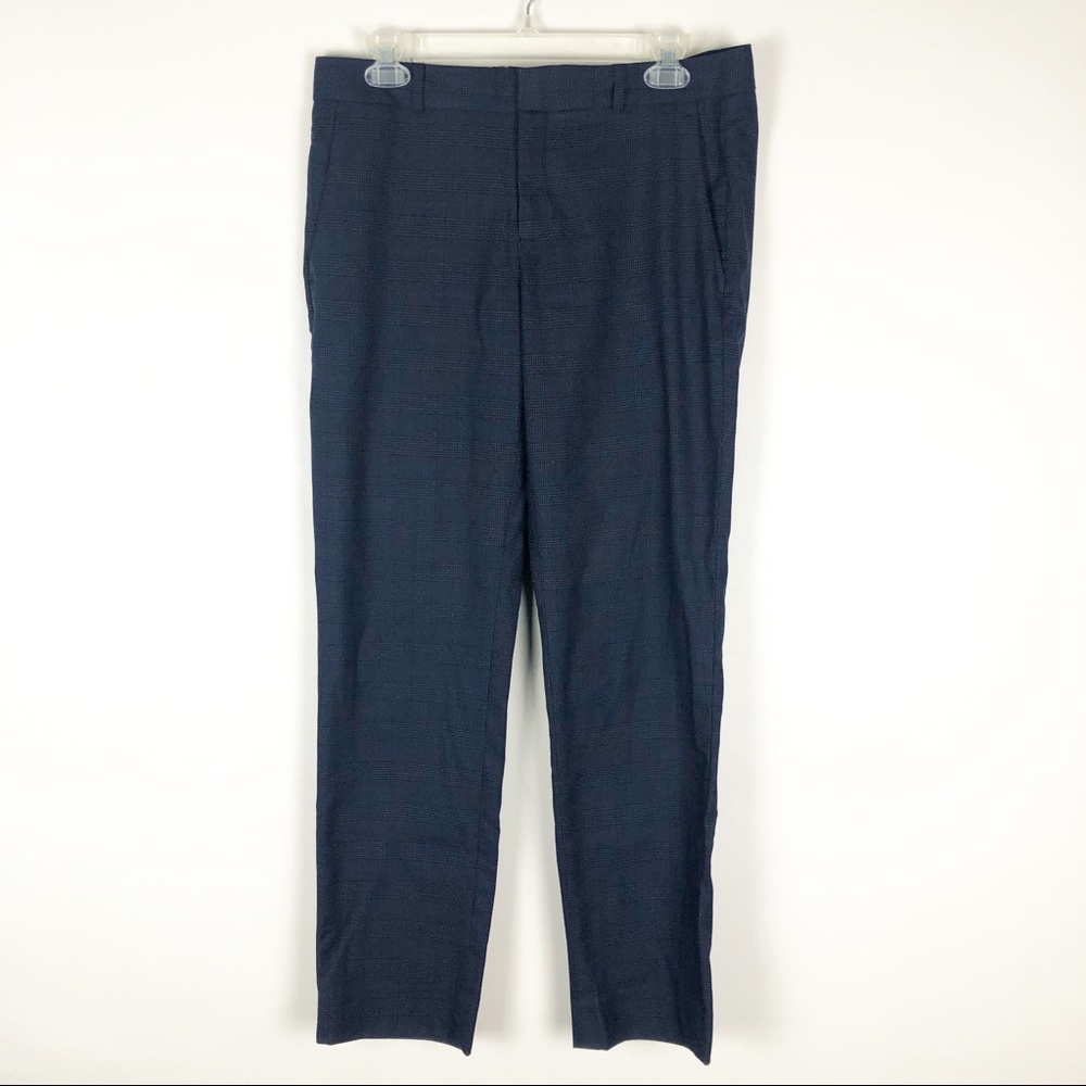 Banana Republic Ryan Navy Blue Tartan Plaid Trousers Size 6